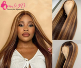 Perruque naturelle brésilienne Remy, cheveux lisses blondes, Lace frontale 4x4 et 13x4