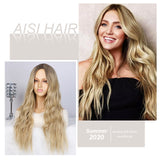 perruque pour blonde 2 tons - HAIR Long Wavy Ombre Blonde Wig Platinum Synthetic Wigs