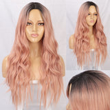 perruque pour blonde 2 tons - HAIR Long Wavy Ombre Blonde Wig Platinum Synthetic Wigs